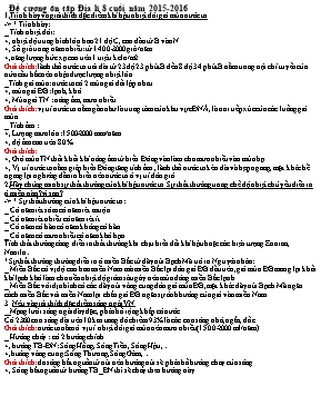 Đề cương ôn tập học kì II Địa lí lớp 8 - Năm học 2015-2016
